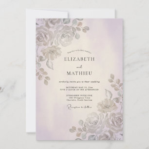 Invitation Mariage Feuille d'Améthyste Argentée
