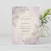 Invitation Mariage Feuille d'Améthyste Argentée (Debout devant)