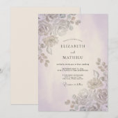 Invitation Mariage Feuille d'Améthyste Argentée (Devant / Derrière)
