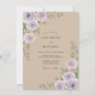 Invitation Mariage feuille d'améthyste Champagne