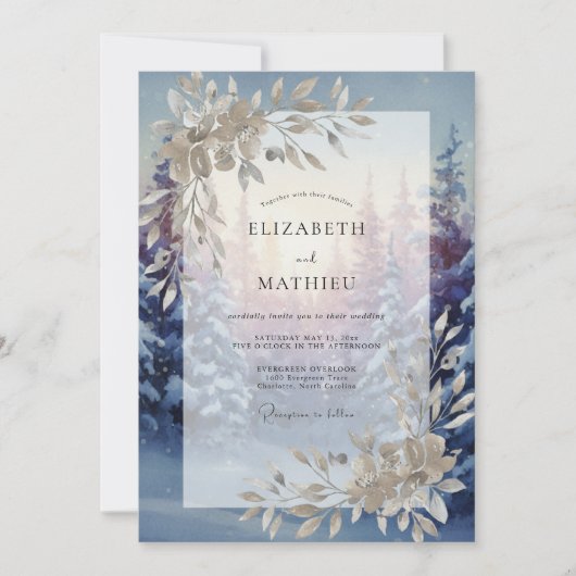 Invitation Mariage feuille d'améthyste de pervenche (Devant)