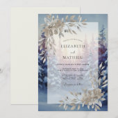 Invitation Mariage feuille d'améthyste de pervenche (Devant / Derrière)