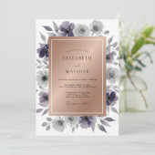 Invitation Mariage feuille d'Améthyste en Acier (Debout devant)