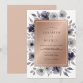 Invitation Mariage feuille d'Améthyste en Acier (Devant / Derrière)