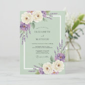 Invitation Mariage Feuille d'Améthyste Menthe (Debout devant)