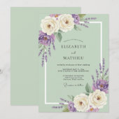 Invitation Mariage Feuille d'Améthyste Menthe (Devant / Derrière)