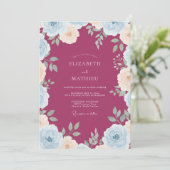 Invitation Mariage feuille d'aqua baie (Debout devant)