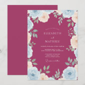 Invitation Mariage feuille d'aqua baie (Devant / Derrière)