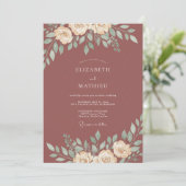 Invitation Mariage feuille d'aquarelle cuivre (Debout devant)