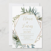 Invitation Mariage feuille d'aquarelle géométrique (Devant)