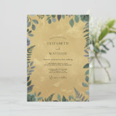 Invitation Mariage feuille d'ardoise moutarde (Debout devant)