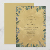 Invitation Mariage feuille d'ardoise moutarde (Devant / Derrière)