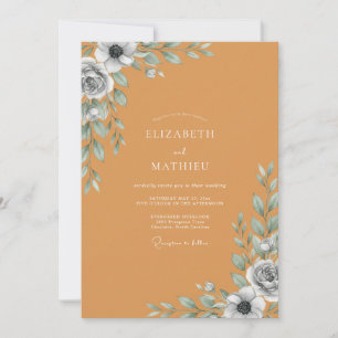 Invitation Mariage Feuille d'Ardoise Ocre