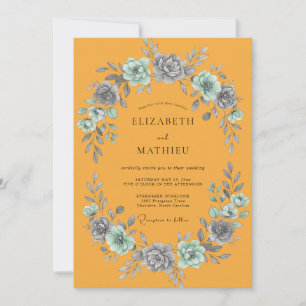 Invitation Mariage feuille d'ardoise soucis