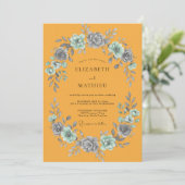 Invitation Mariage feuille d'ardoise soucis (Debout devant)
