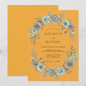 Invitation Mariage feuille d'ardoise soucis (Devant / Derrière)
