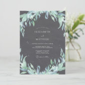 Invitation Mariage feuille d'argent Charbon (Debout devant)