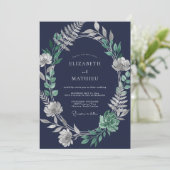 Invitation Mariage Feuille d'Argent de Minuit (Debout devant)