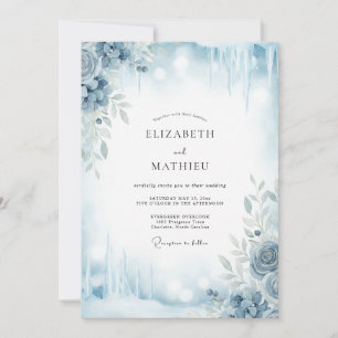Invitation Mariage Feuille d'Argent Glacé