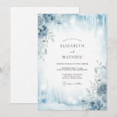 Invitation Mariage Feuille d'Argent Glacé (Devant / Derrière)