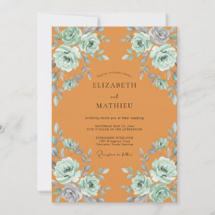 Invitation Mariage Feuille d'Argent Ocre