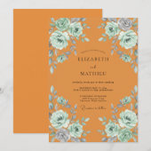 Invitation Mariage Feuille d'Argent Ocre (Devant / Derrière)