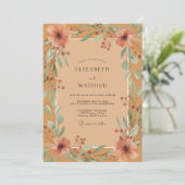 Invitation Mariage feuille d'argile moutarde (Debout devant)