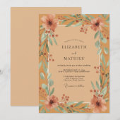 Invitation Mariage feuille d'argile moutarde (Devant / Derrière)