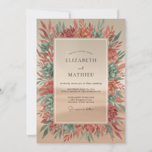 Invitation Mariage Feuille d'Automne Cuivre