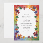 Invitation Mariage feuille d'automne multicolore (Devant / Derrière)