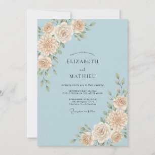 Invitation Mariage feuille d'azur Champagne