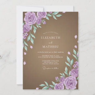 Invitation Mariage Feuille de Améthyste Mocha