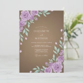Invitation Mariage Feuille de Améthyste Mocha (Debout devant)