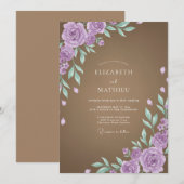 Invitation Mariage Feuille de Améthyste Mocha (Devant / Derrière)