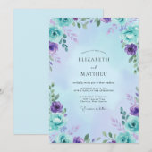 Invitation Mariage Feuille de Aqua Améthyste (Devant / Derrière)