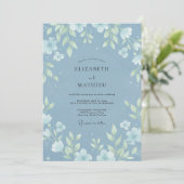 Invitation Mariage Feuille de Bleu Acier (Debout devant)