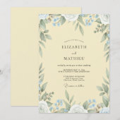 Invitation Mariage Feuille de Bleuet Beurre (Devant / Derrière)