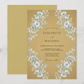 Invitation Mariage feuille de Bleuet doré (Devant / Derrière)