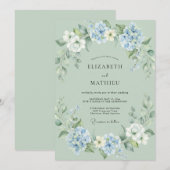 Invitation Mariage Feuille de Bleuet Mousse de Mer (Devant / Derrière)