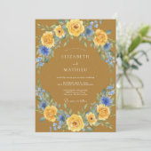 Invitation Mariage Feuille de Bleuet Ocracé (Debout devant)