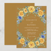 Invitation Mariage Feuille de Bleuet Ocracé (Devant / Derrière)