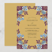 Invitation Mariage Feuille de Bleuet Ocracé (Devant / Derrière)