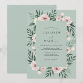 Invitation Mariage Feuille de Caresse de Mousse de Mer (Devant / Derrière)