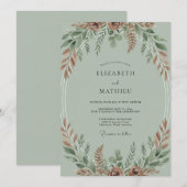 Invitation Mariage Feuille de céladon Rouille (Devant / Derrière)