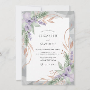Invitation Mariage feuille de Champagne Améthyste