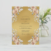 Invitation Mariage feuille de champagne dorée (Debout devant)
