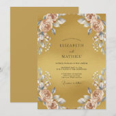 Invitation Mariage feuille de champagne dorée (Devant / Derrière)