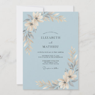Invitation Mariage feuille de champagne en poudre