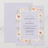 Invitation Mariage Feuille de Champagne Lilas (Devant / Derrière)