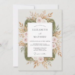 Invitation Mariage Feuille de Champagne Olive